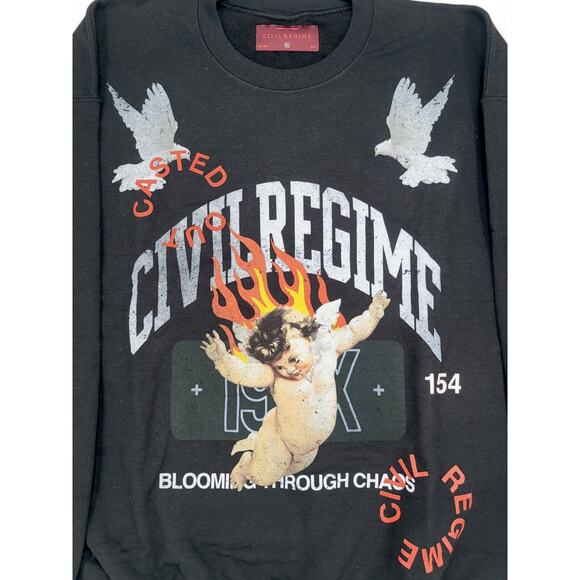 Civil Regime Casted Out Blooming Through Chaos Graphic Sweatshirt XL Y2K Grunge - Picture 2 of 6